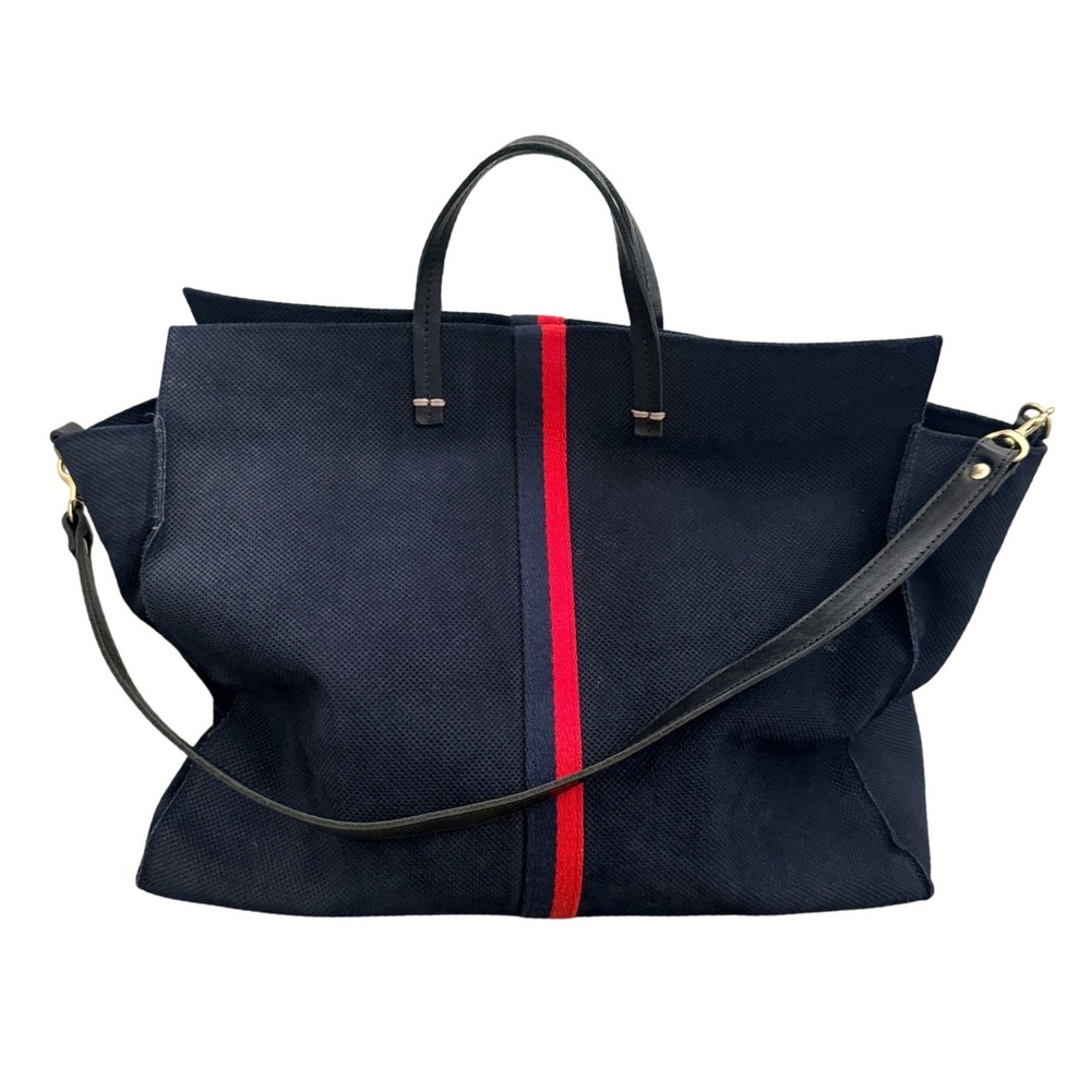 Clare V Simple Tote Navy Suede Leather Shoulder Bag EUC